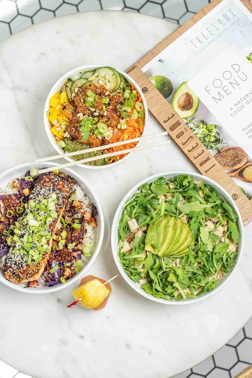 Treesome menu- poke bowl-chicken rice bowl