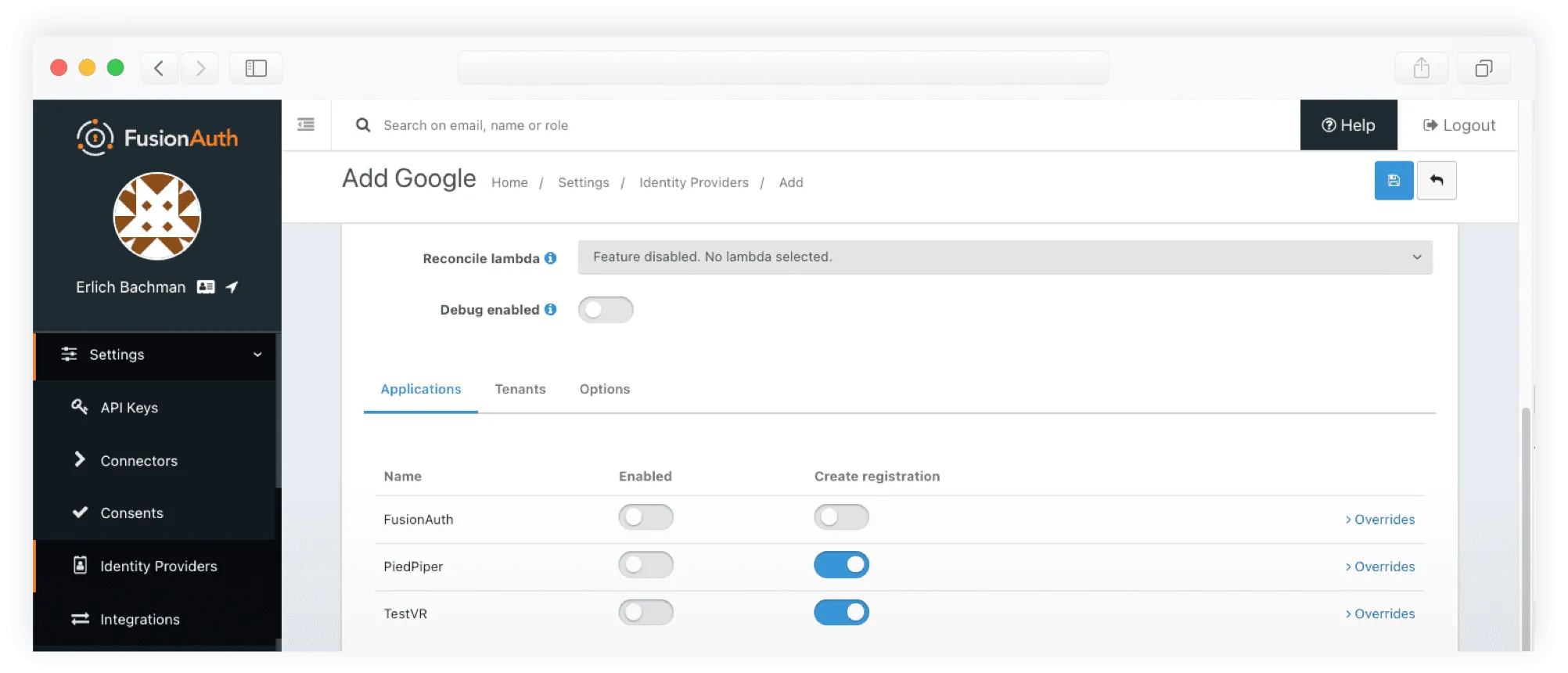 fusionauth limit where social logins can be used through the admin app