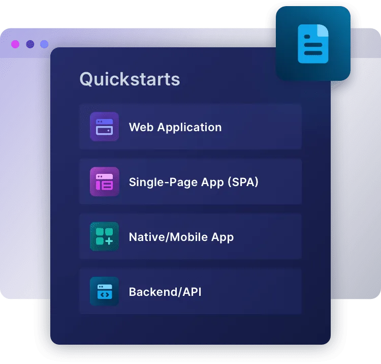 fusionauth web application, SPA, mobile app and backend/API qickstarts and more