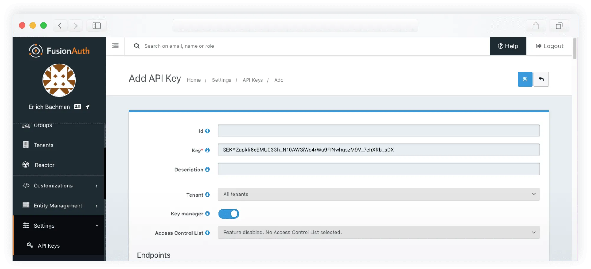 fusionauth manage API keys programmaticly