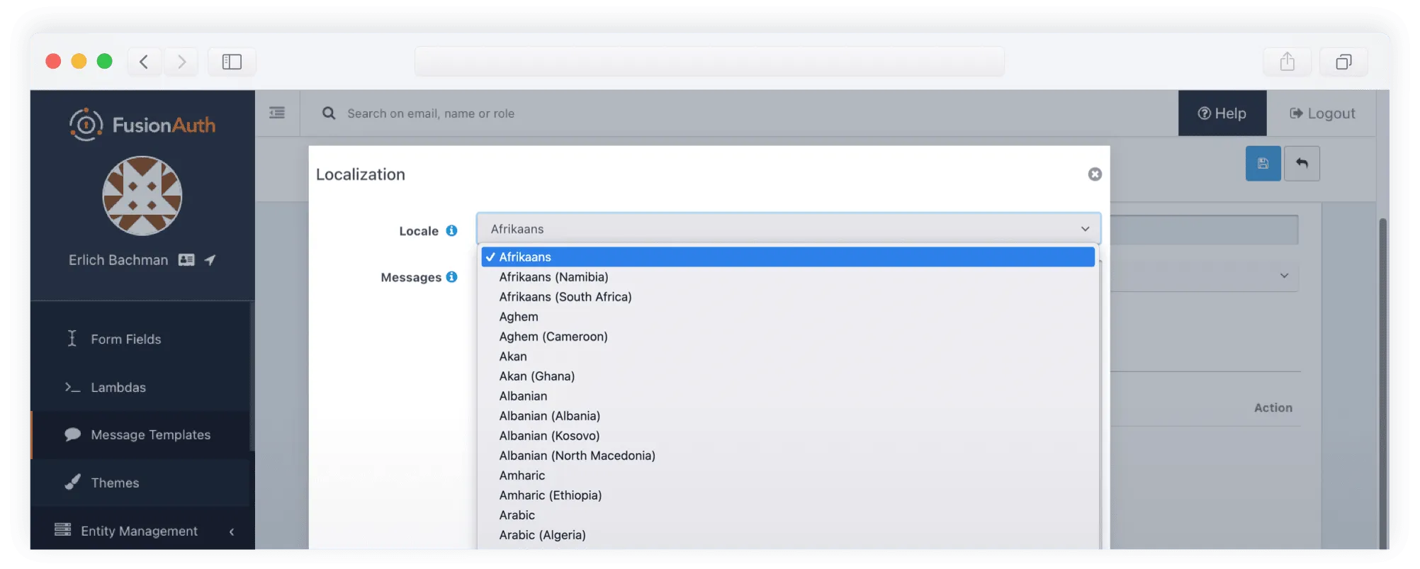 fusionauth passwordless login forms, email templates and localization