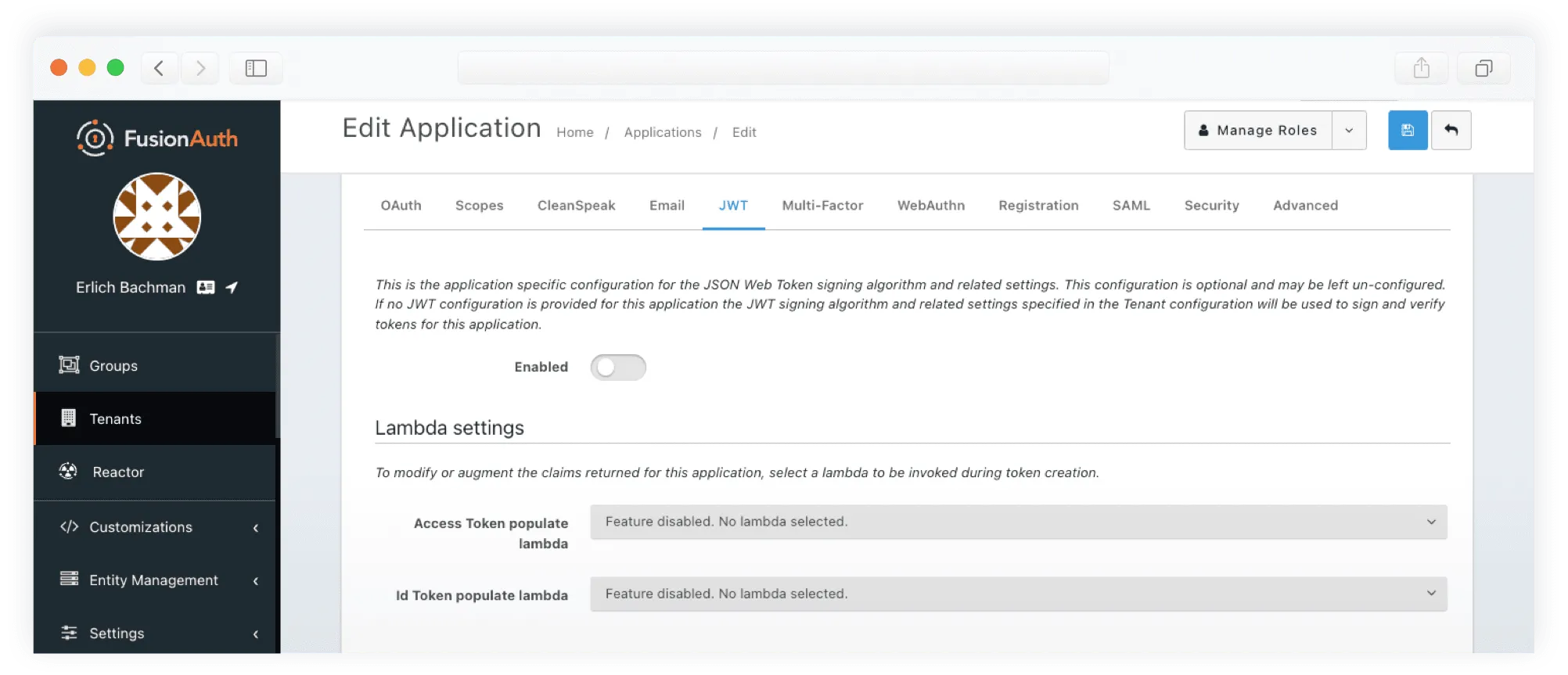 fusionauth manage user sessions with application level controll and JWT