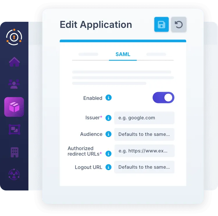 fusionauth edit application SAML enabled with single logout and more