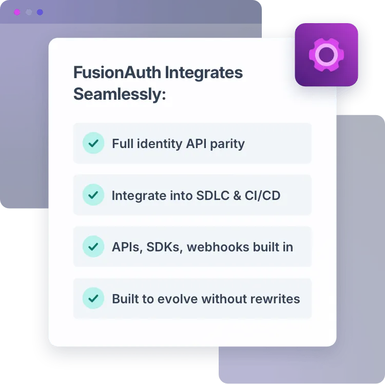FusionAuth API-first identity integration with SDKs, webhooks, and CI/CD pipeline support