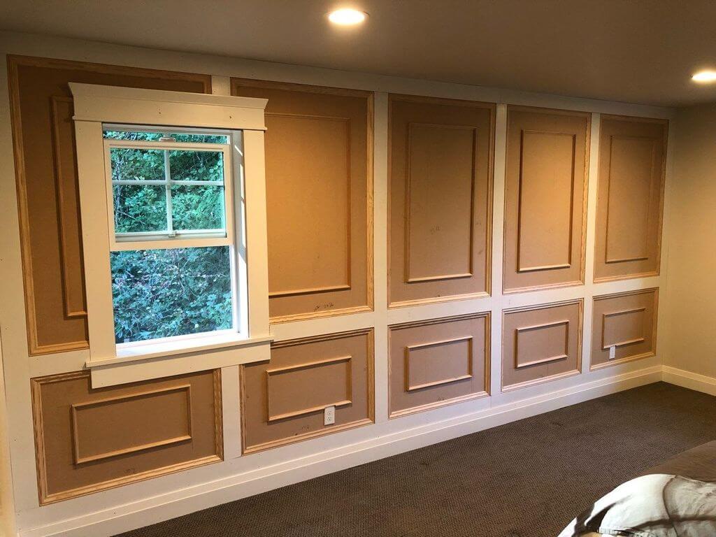 Phinney Ridge Painting - Custom accent wall with wainscot shadow box detail (Bothell)