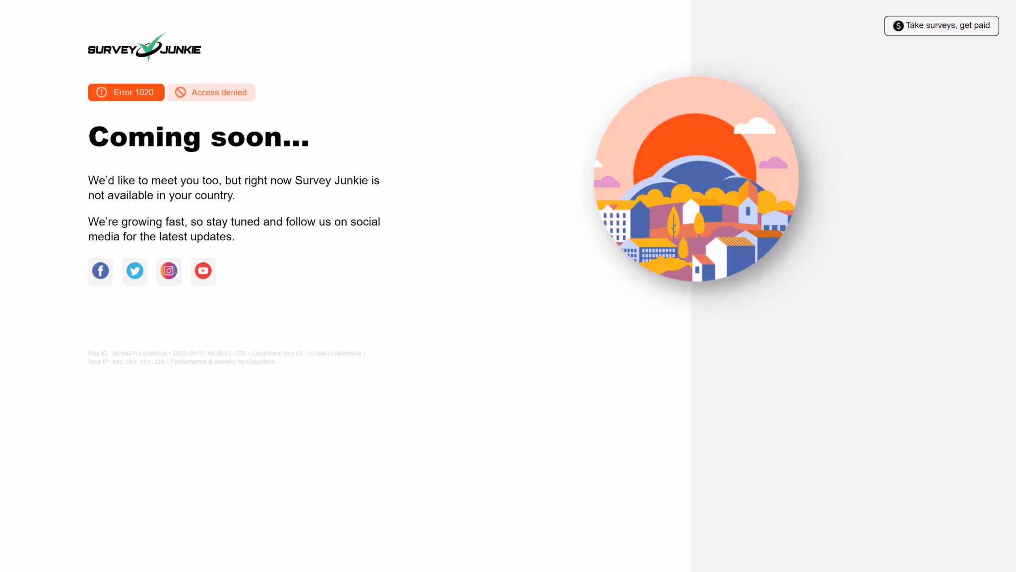screenshot of the survey junkie homepage