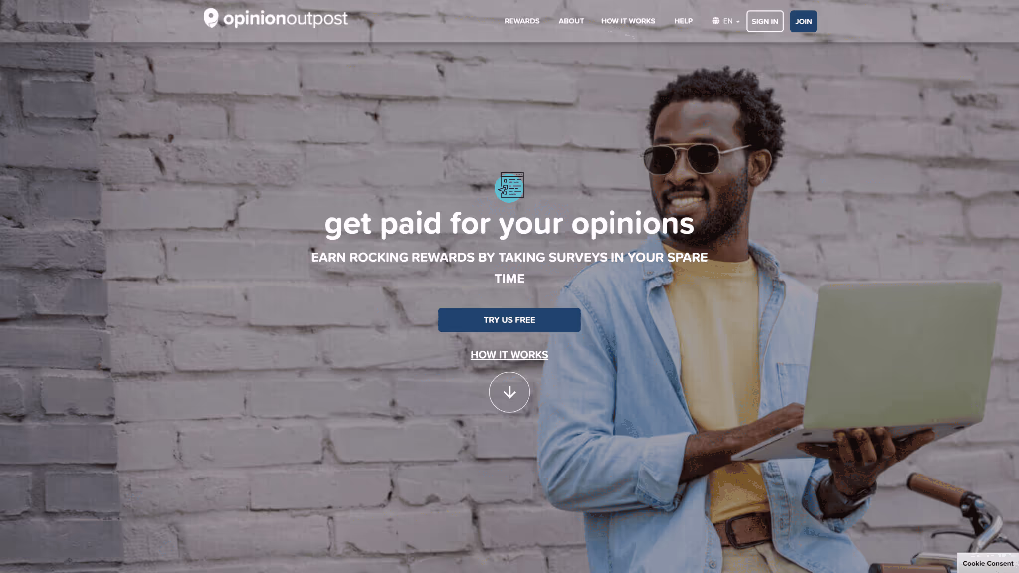 A homepage of the opinionoutpost screenshot