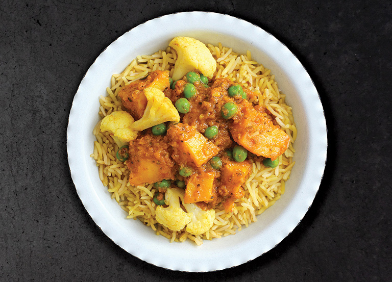Spiced Potato & Cauliflower Curry with Pulao Rice
