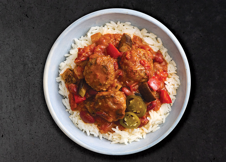 Chilli Con Carne Meatballs with Rice