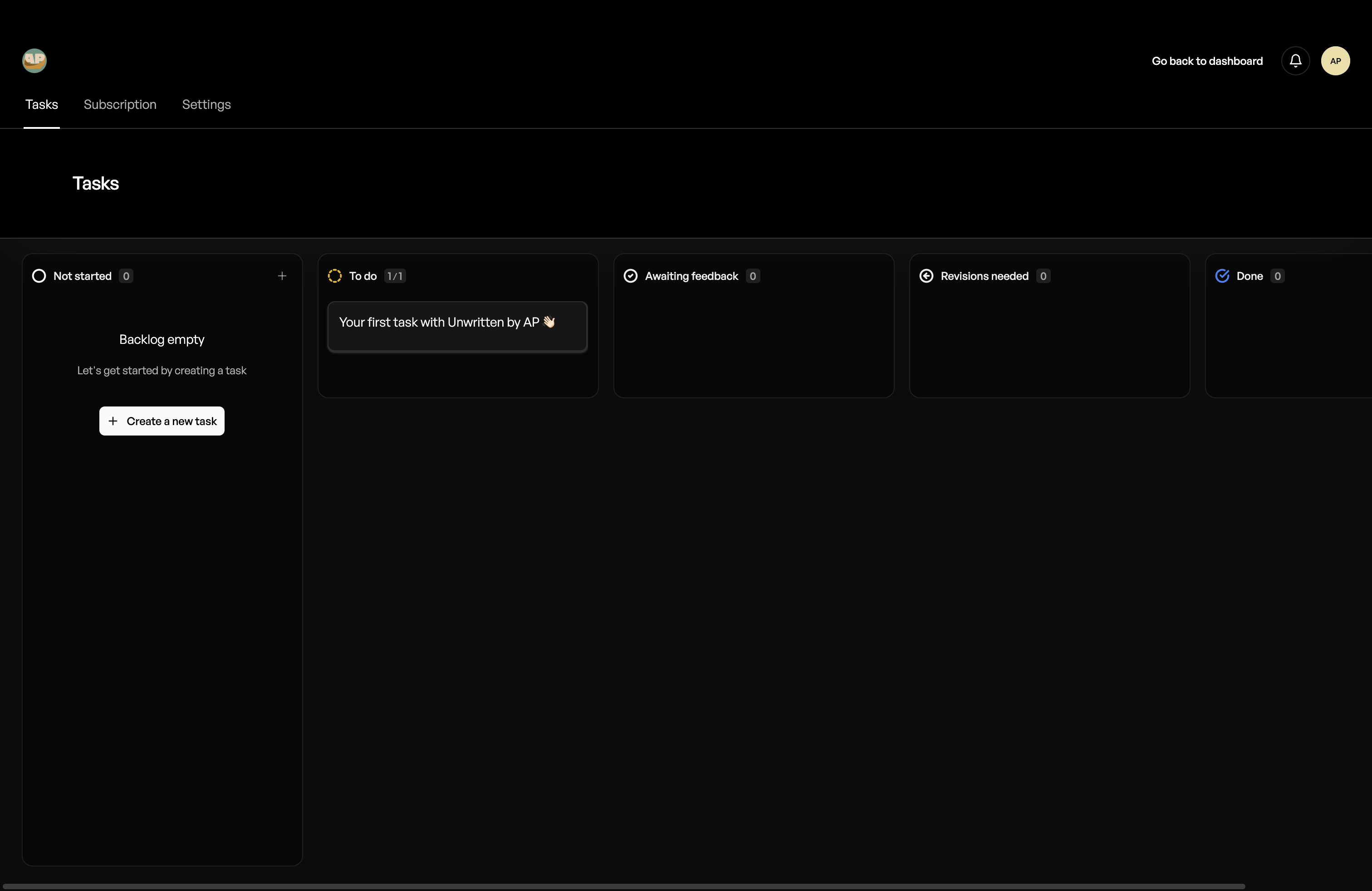 A screenshot of the client portal when working with Âmes Perdues.