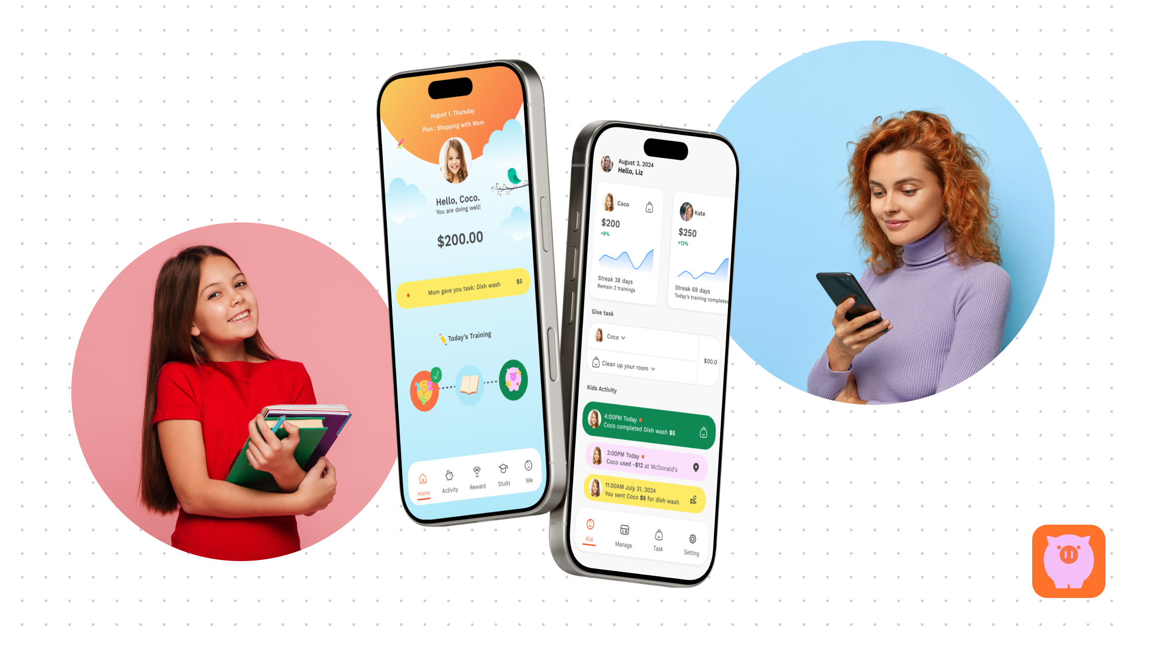 phone mock and kid/parent model image
