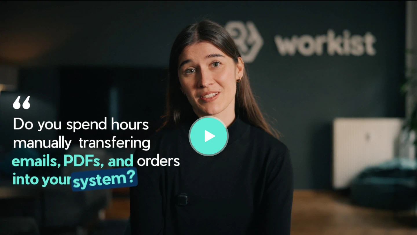 A female workist employee sitting in a Workist office room explaining the Workist AI Agents