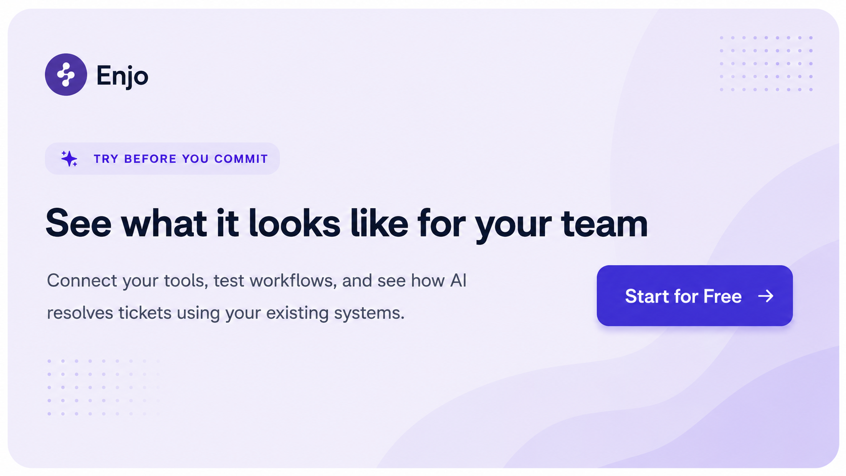 CTA banner inviting readers to book a demo and see how Enjo resolves live support tickets using existing knowledge sources.