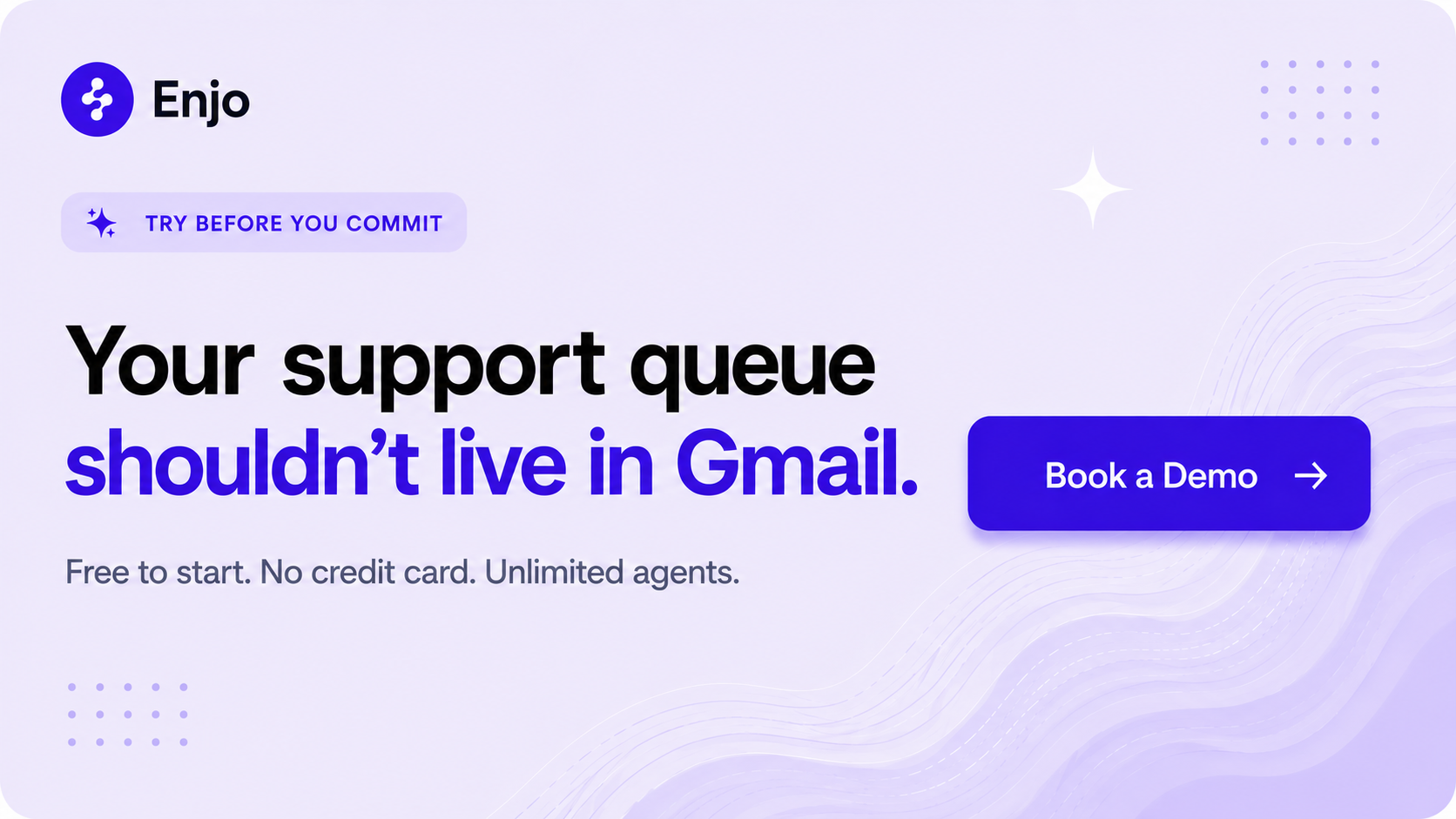 CTA banner encouraging support teams to replace Gmail shared inboxes with an email ticketing system.