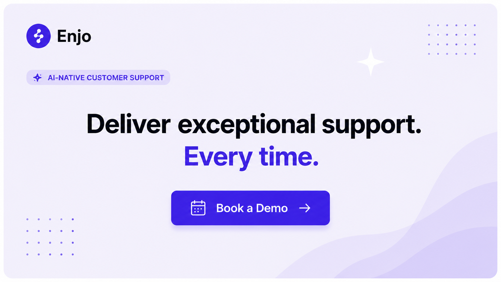 CTA banner promoting Enjo AI-native customer support with a Book a Demo button for businesses seeking faster support.