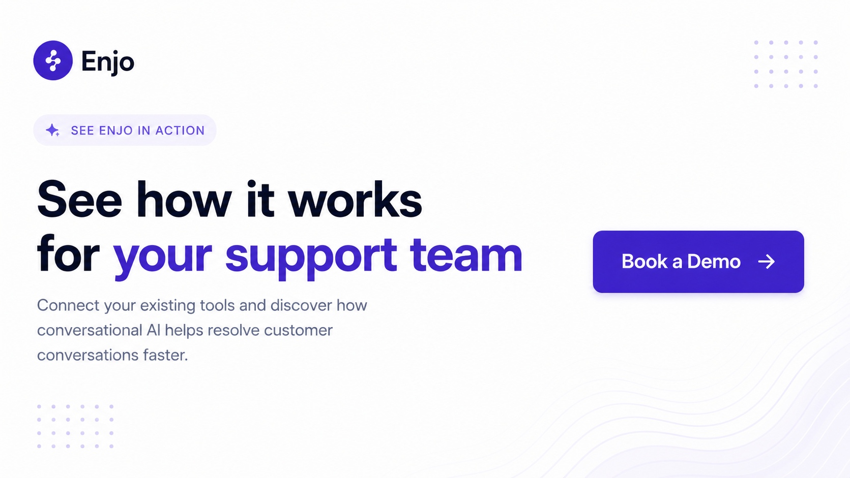 CTA banner encouraging customer support teams to book an Enjo demo.