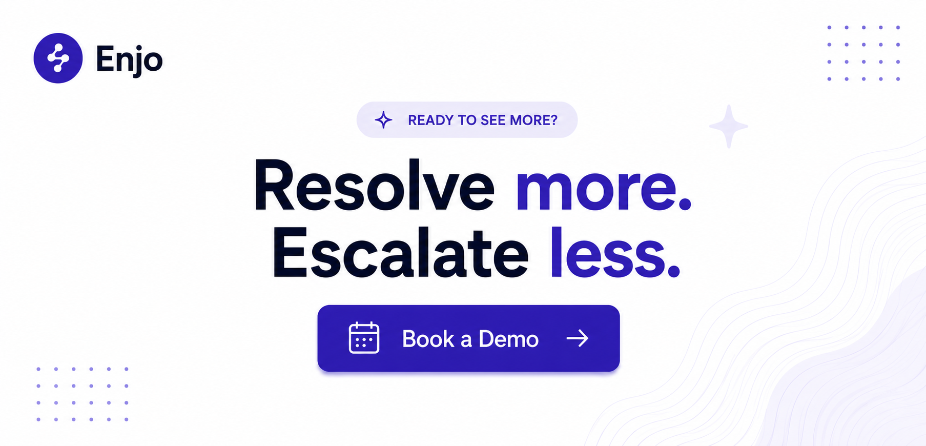 CTA banner encouraging customer support teams to book an Enjo demo for AI-powered support automation.
