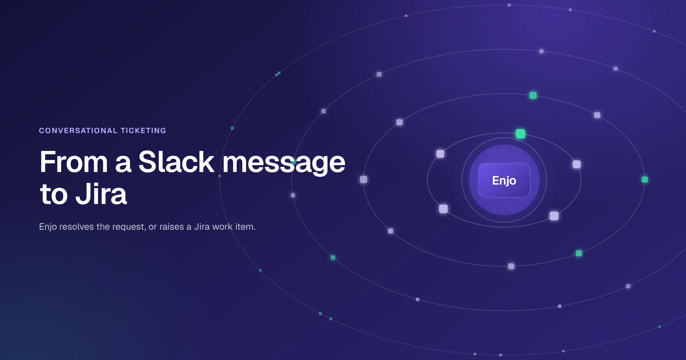 Conversational ticketing cover art, Enjo turning a Slack message into a Jira work item