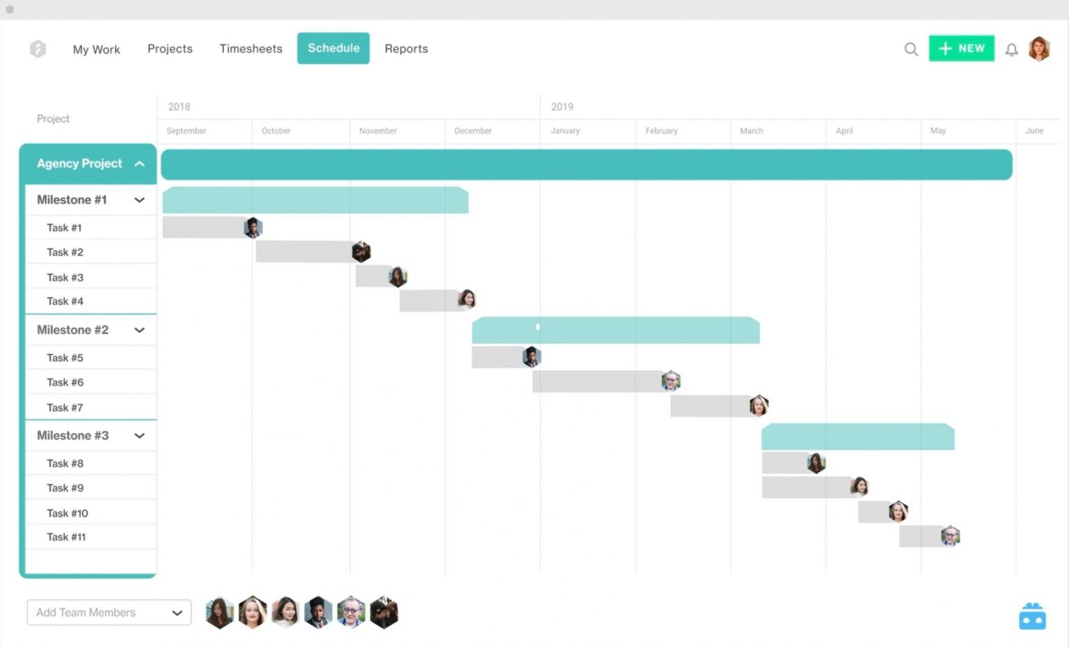 project timeline with resources