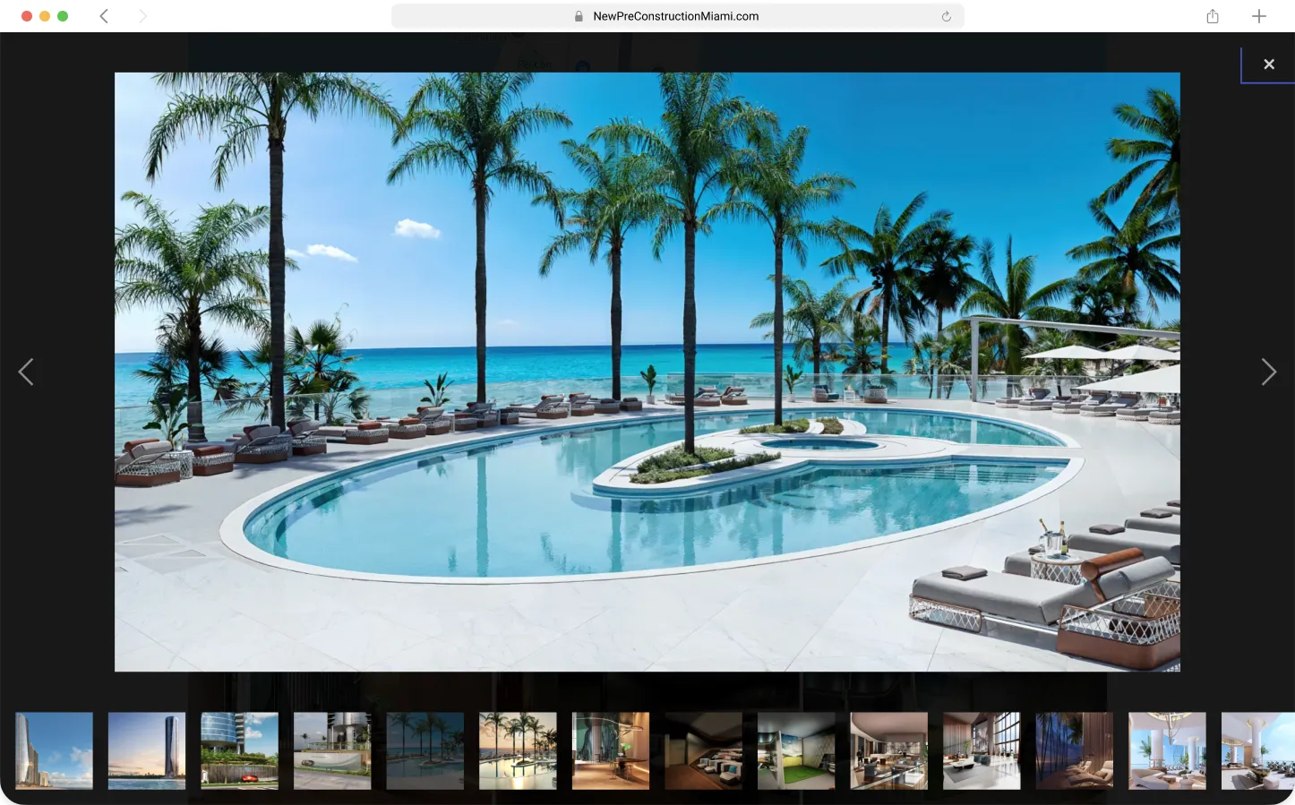 Full-screen image gallery lightbox with thumbnail strip — Preconstruction Directory by Maikel Millo
