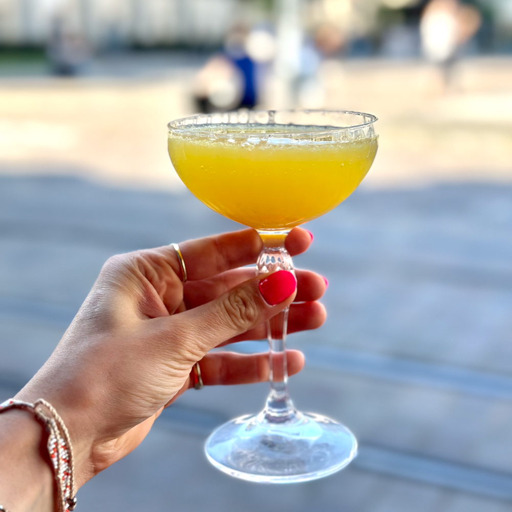 100% Biodynamic white sparkling wine (petillant naturel), with no added sulfites with colpressed orange juice from Charlie's juice. 