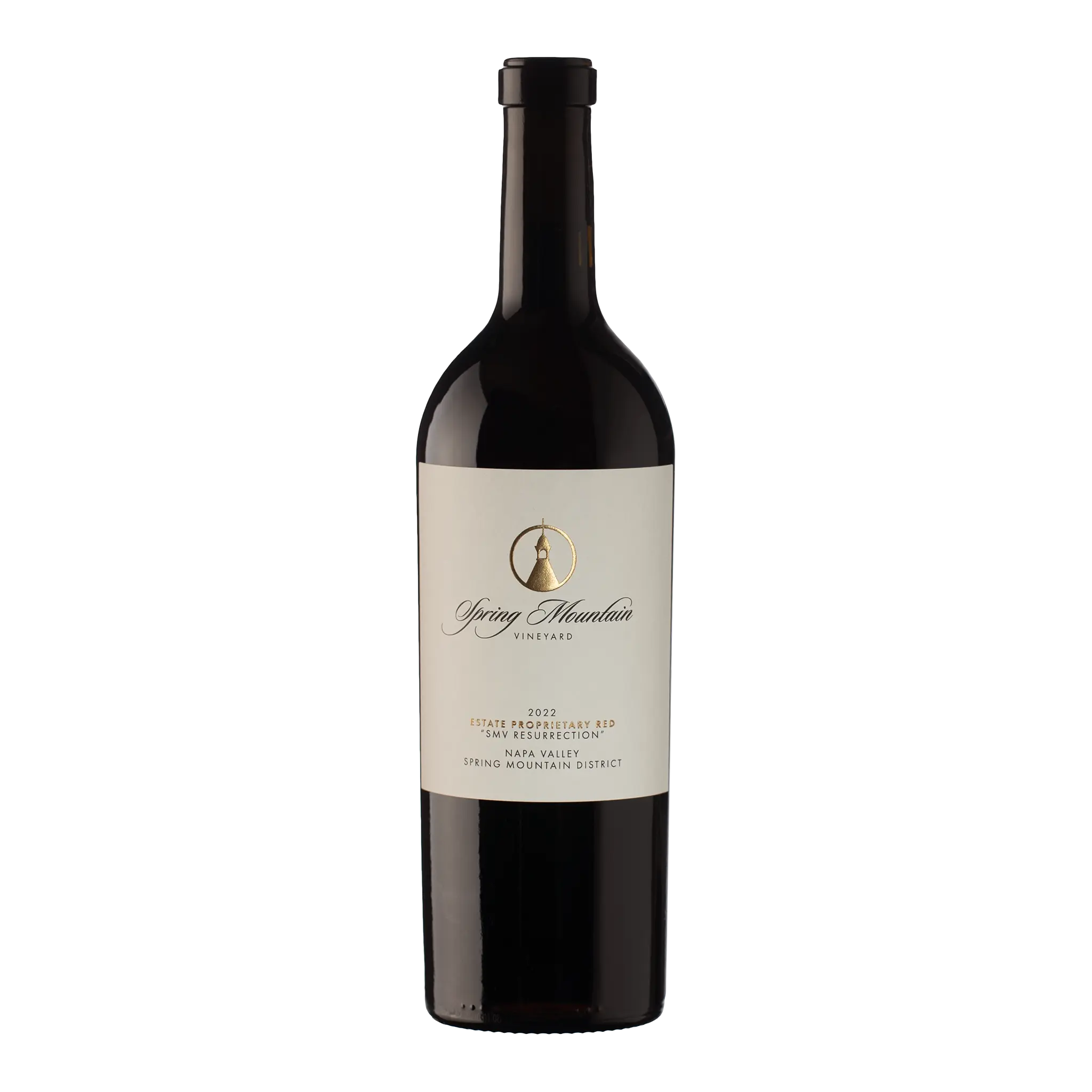 Bottle of Spring Mountain Vineyards 2022 Estate Propriety Red wine, also known as the "SMV Resurrection"