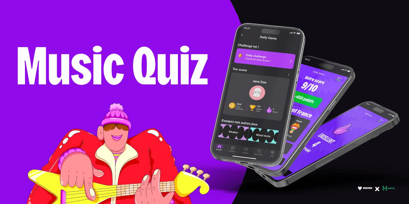 Deezer app redesign project — overview of the Daily Game feature on mobile