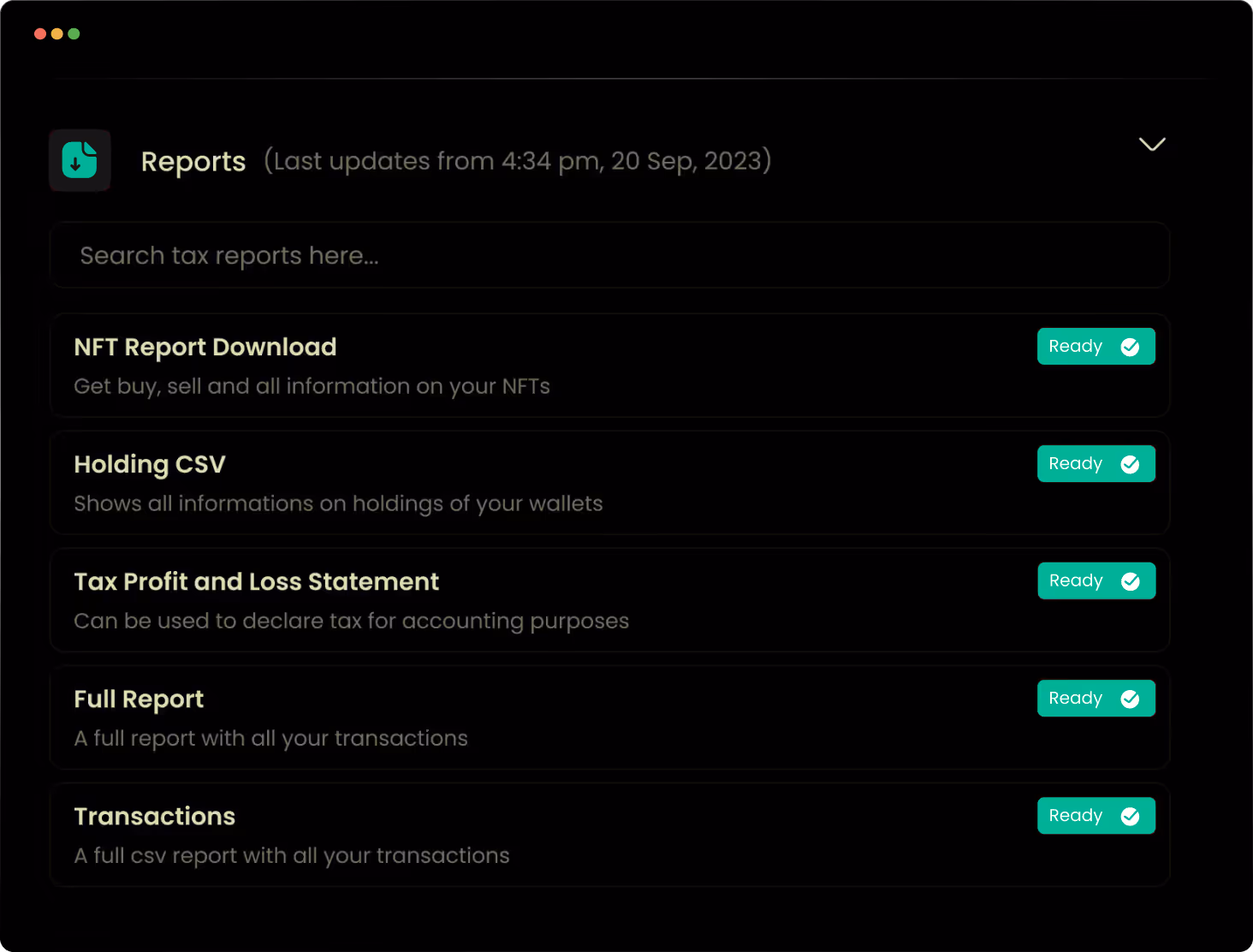 ready status of tax reports
