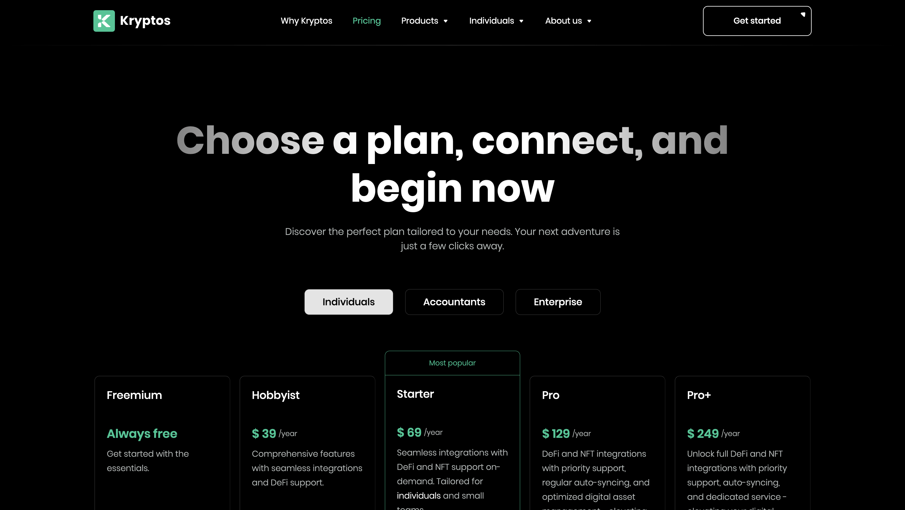 Transparent Pricing for Crypto Tax Solutions | Kryptos