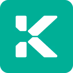 White stylized letter K on a green rounded square background.
