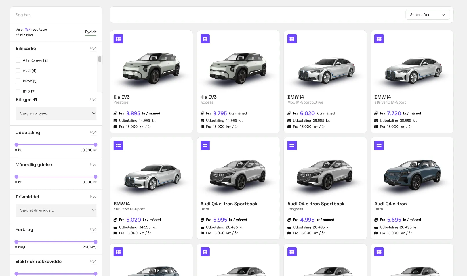 Screenshot fra Carloop showroom