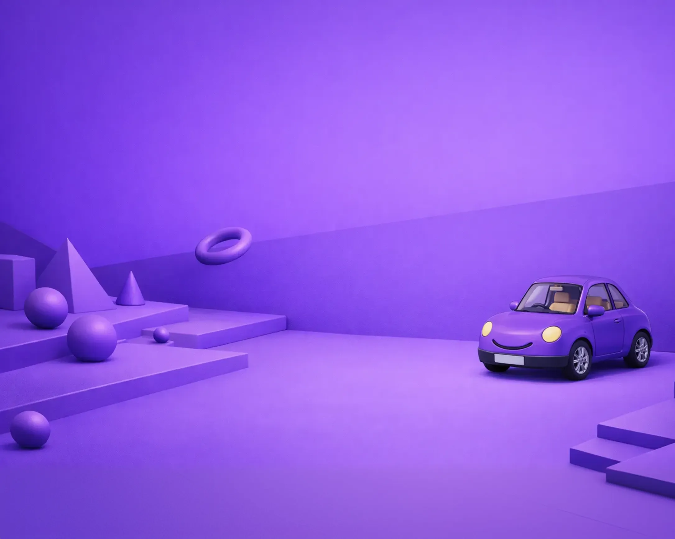 Carloop bil holder i et lilla abstrakt landskab