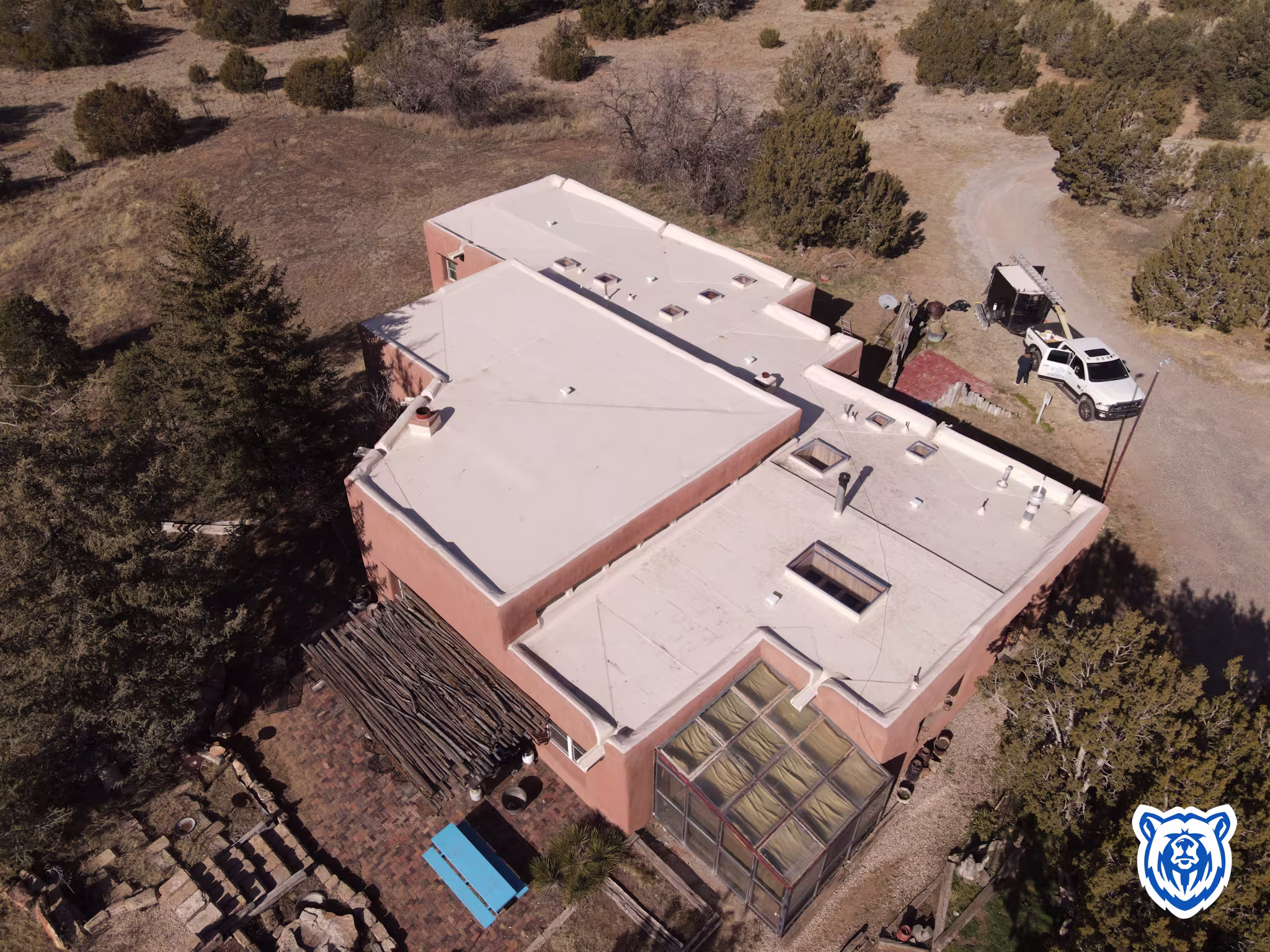 Flat roof replacement to Tan TPO in Sandia Park, NM