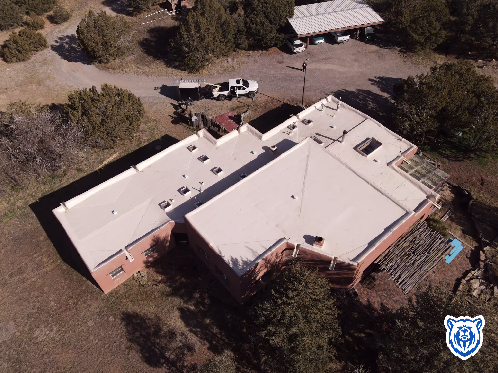 Flat roof replacement to Tan TPO in Sandia Park, NM