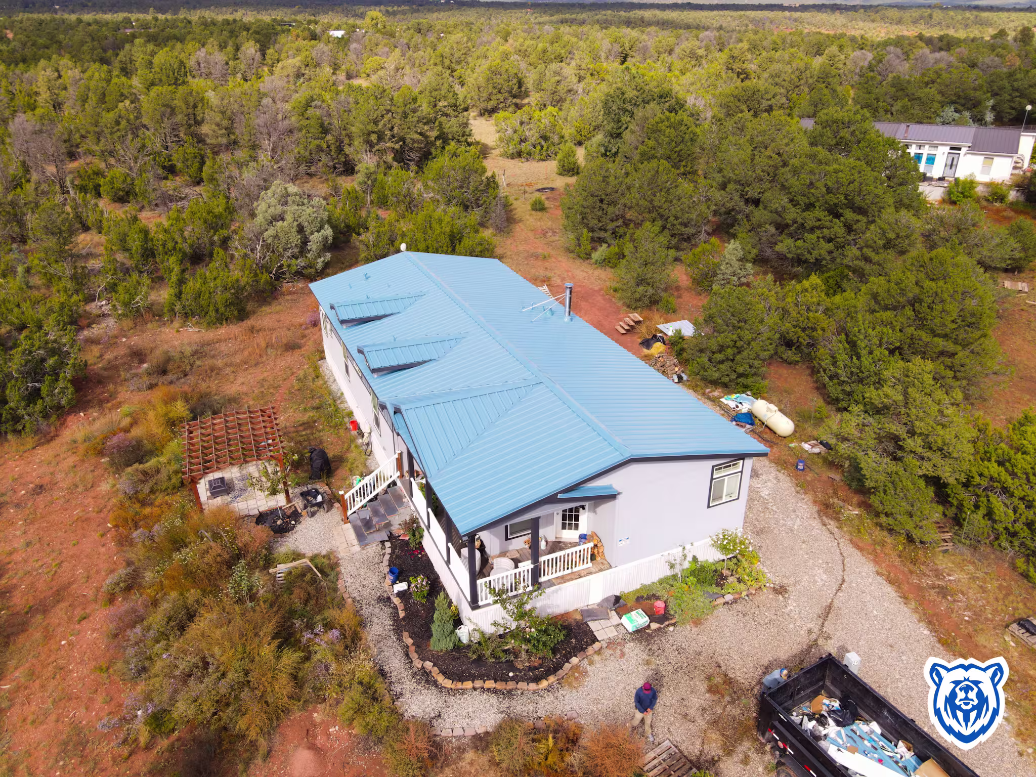 Hawaiian Blue metal roof installation in Pecos, NM