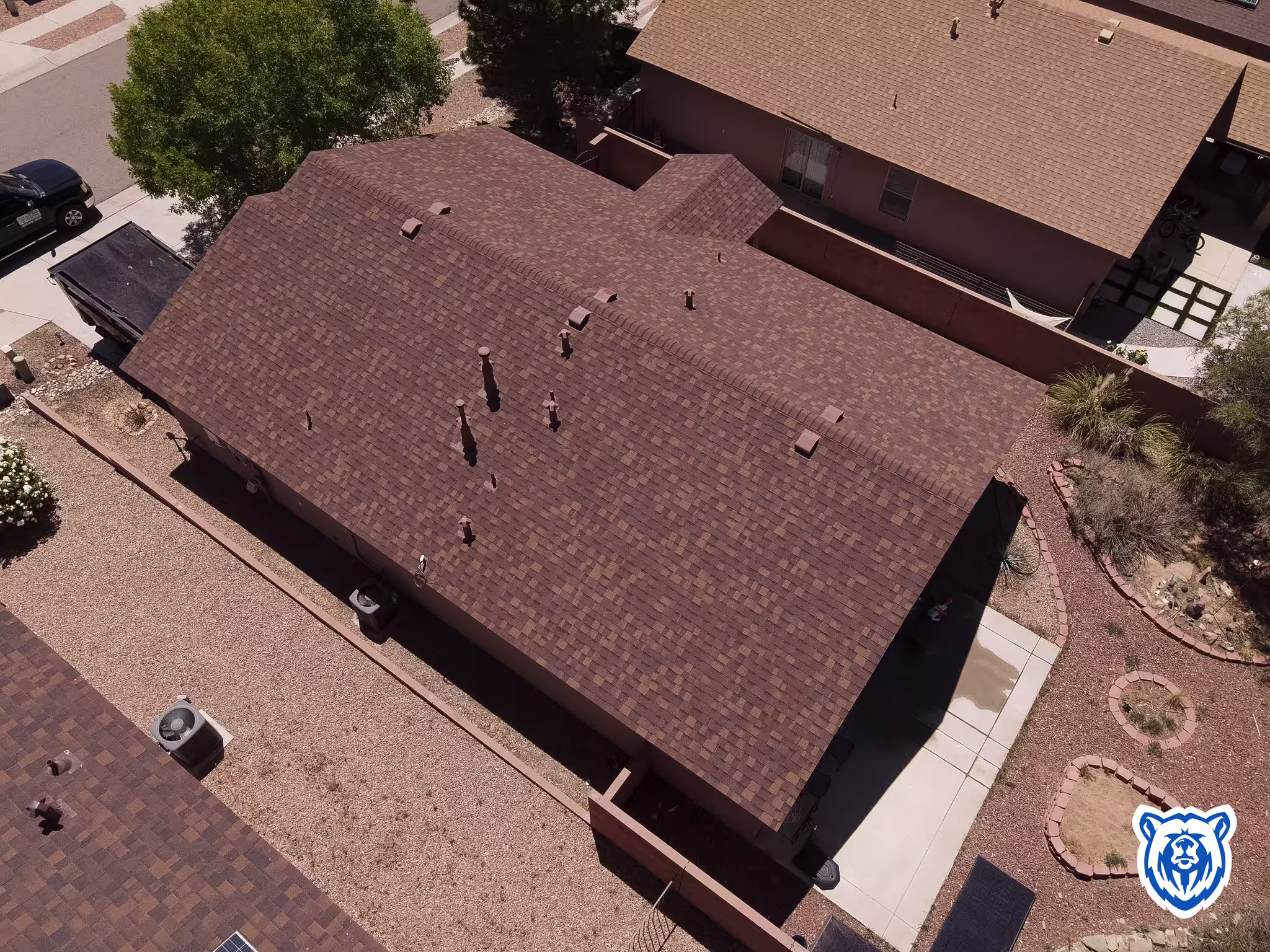 Shingle roof replacement with Desert rose shingles in west Albuquerque