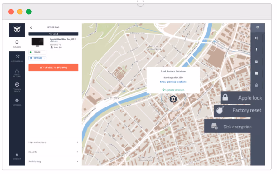 Prey Project real-time location tracking dashboard