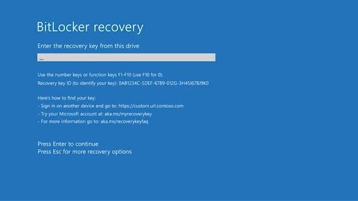 BitLocker recovery key locations