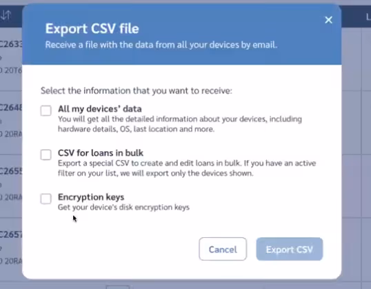 Prey BitLocker recovery key CSV export