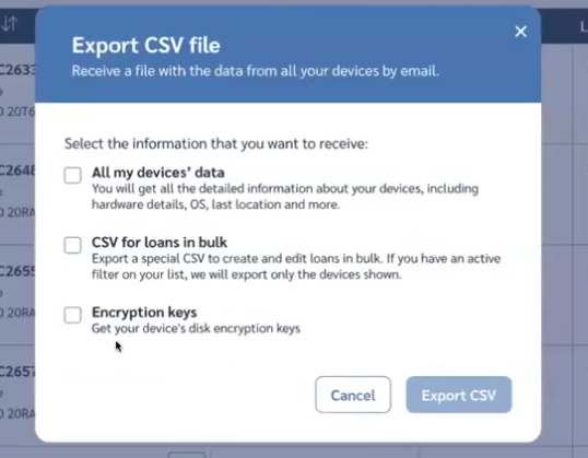 Prey BitLocker recovery key CSV export