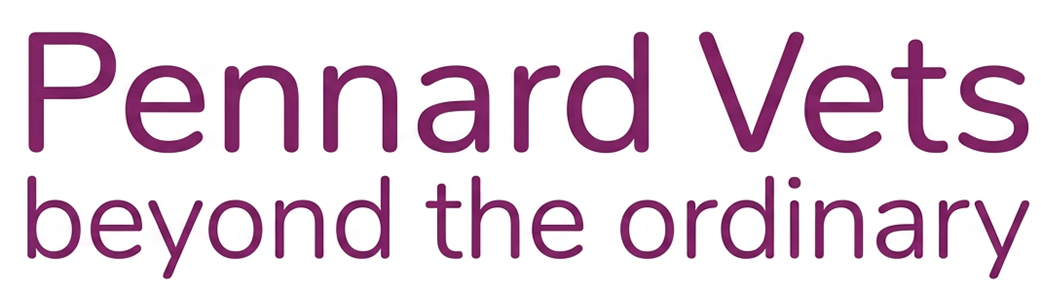 Text logo reading Pennard Vets beyond the ordinary in purple font on white background.