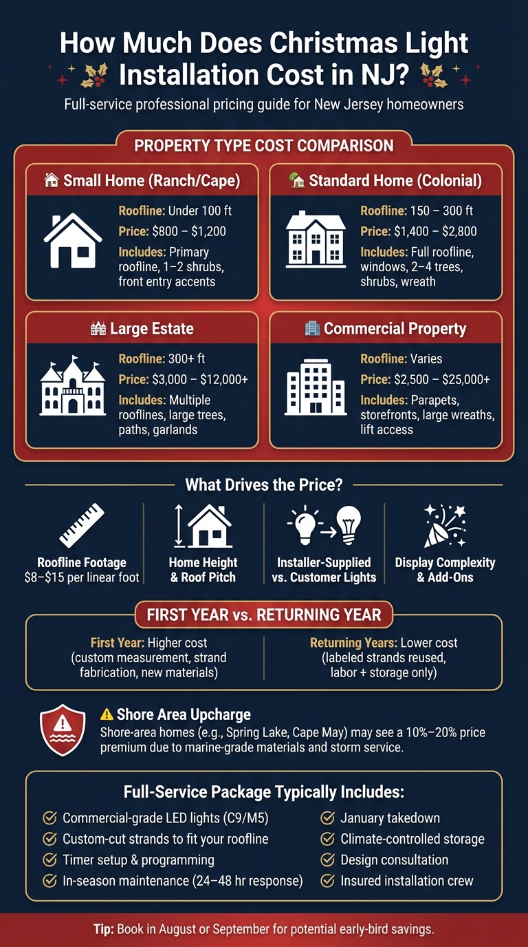 NJ Christmas Light Installation Cost by Property Type (2024)