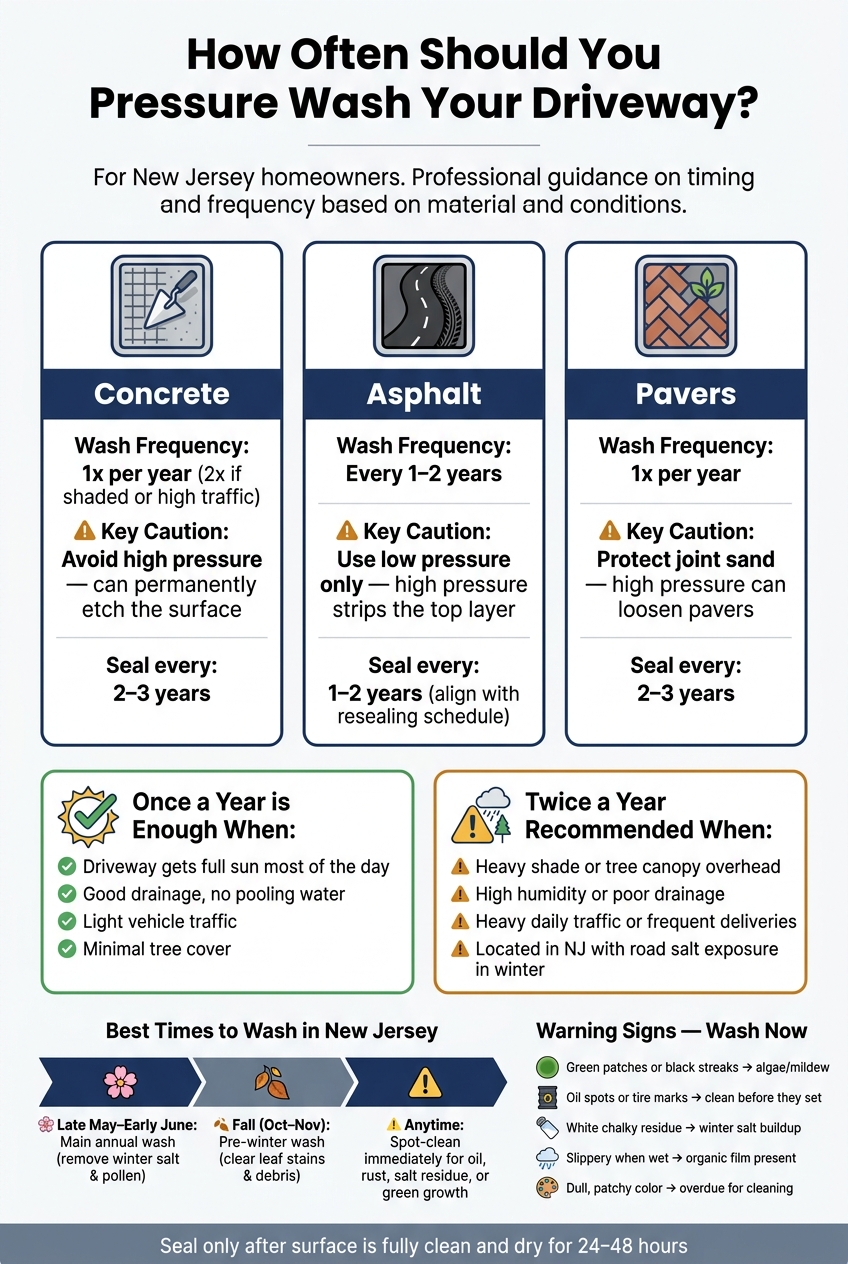 Driveway Pressure Washing Schedule by Surface Type & Condition
