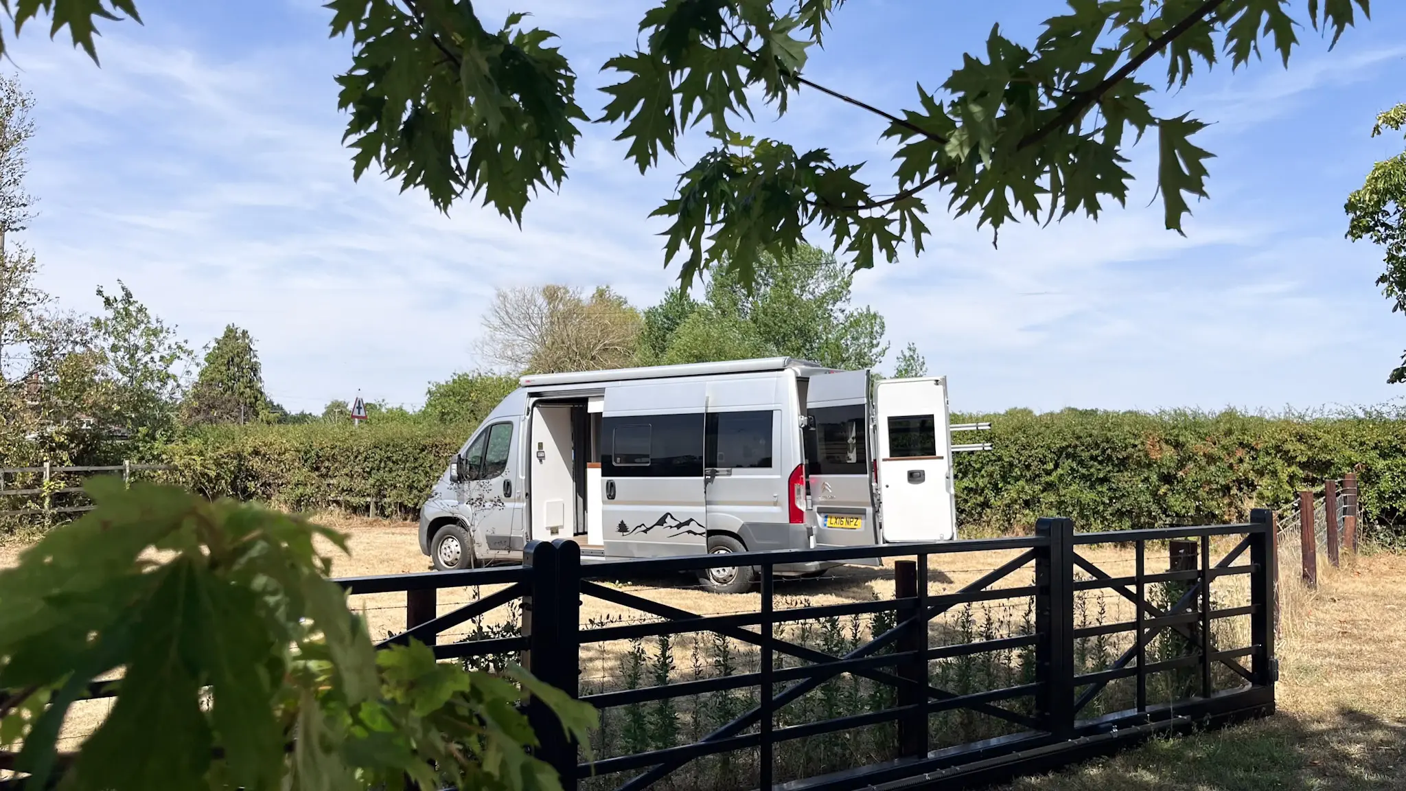 campervan in the trees
