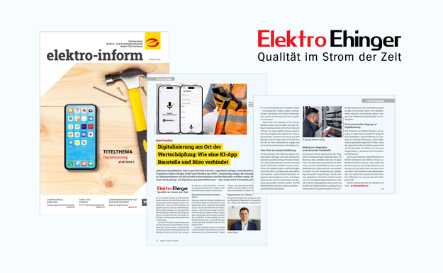 Trade magazine elektro-inform featuring the article about Elektro Ehinger and Benetics AI