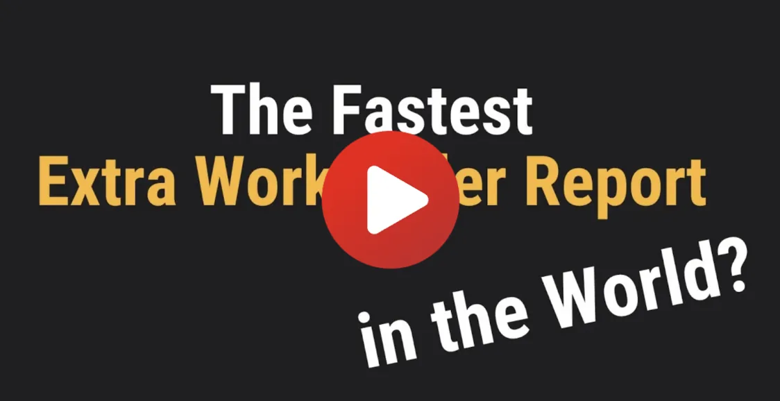 Video thumbnail titled 'The Fastest Extra Worker Report in the World?' with a play button