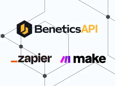 Benetics API mit Zapier- und Make-Logos