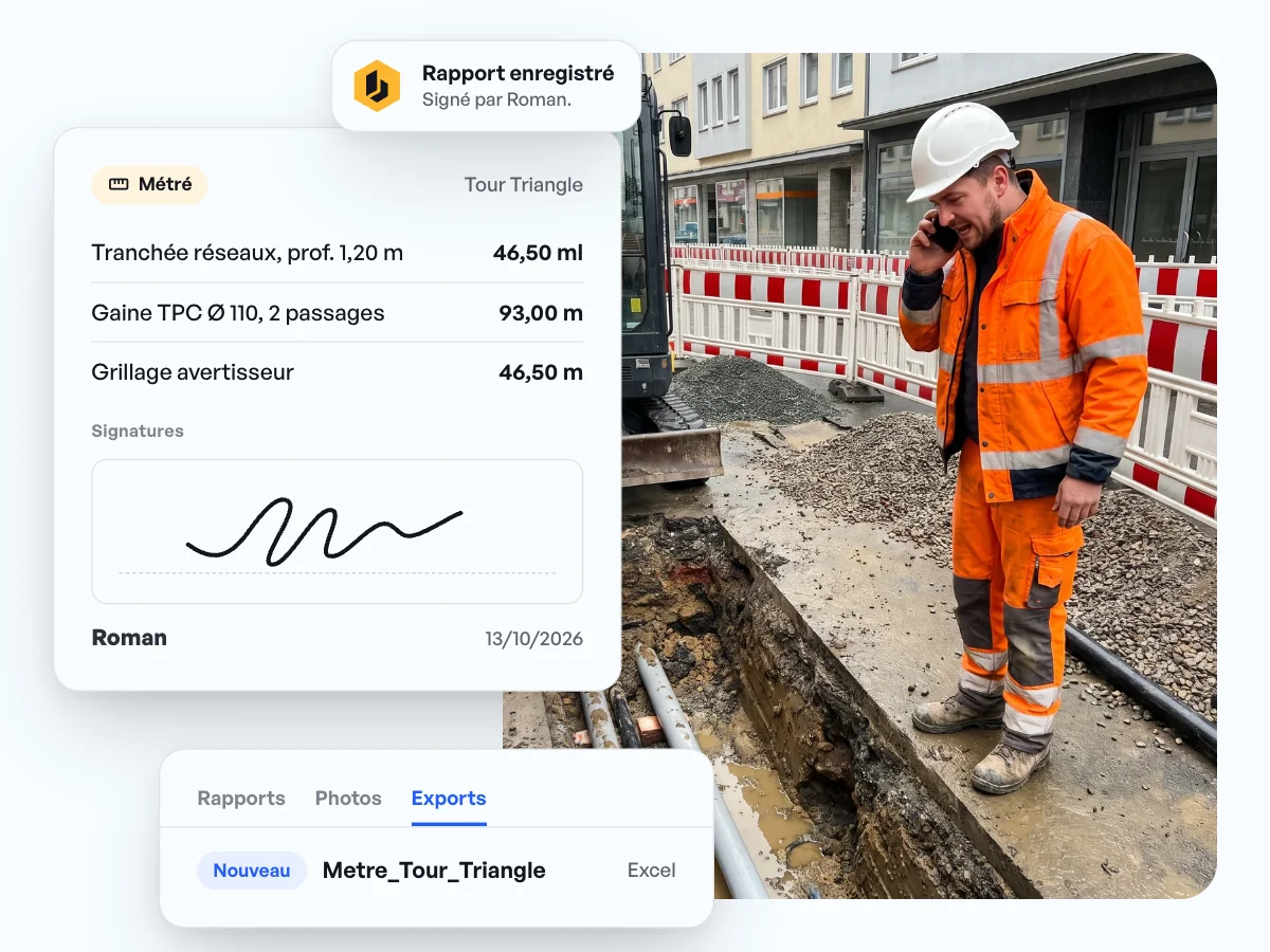 Faire signer le métré sur place et l’envoyer au bureau en Excel