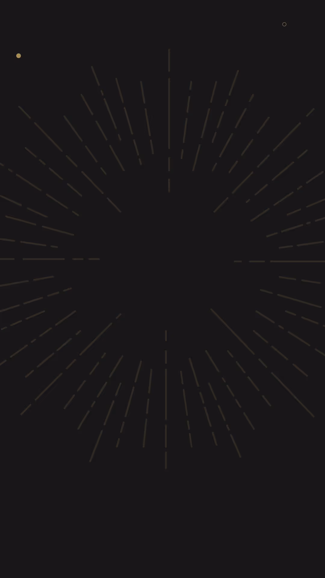 Black background with a radial pattern of thin lines emanating from the center and two small circles near the top corners.