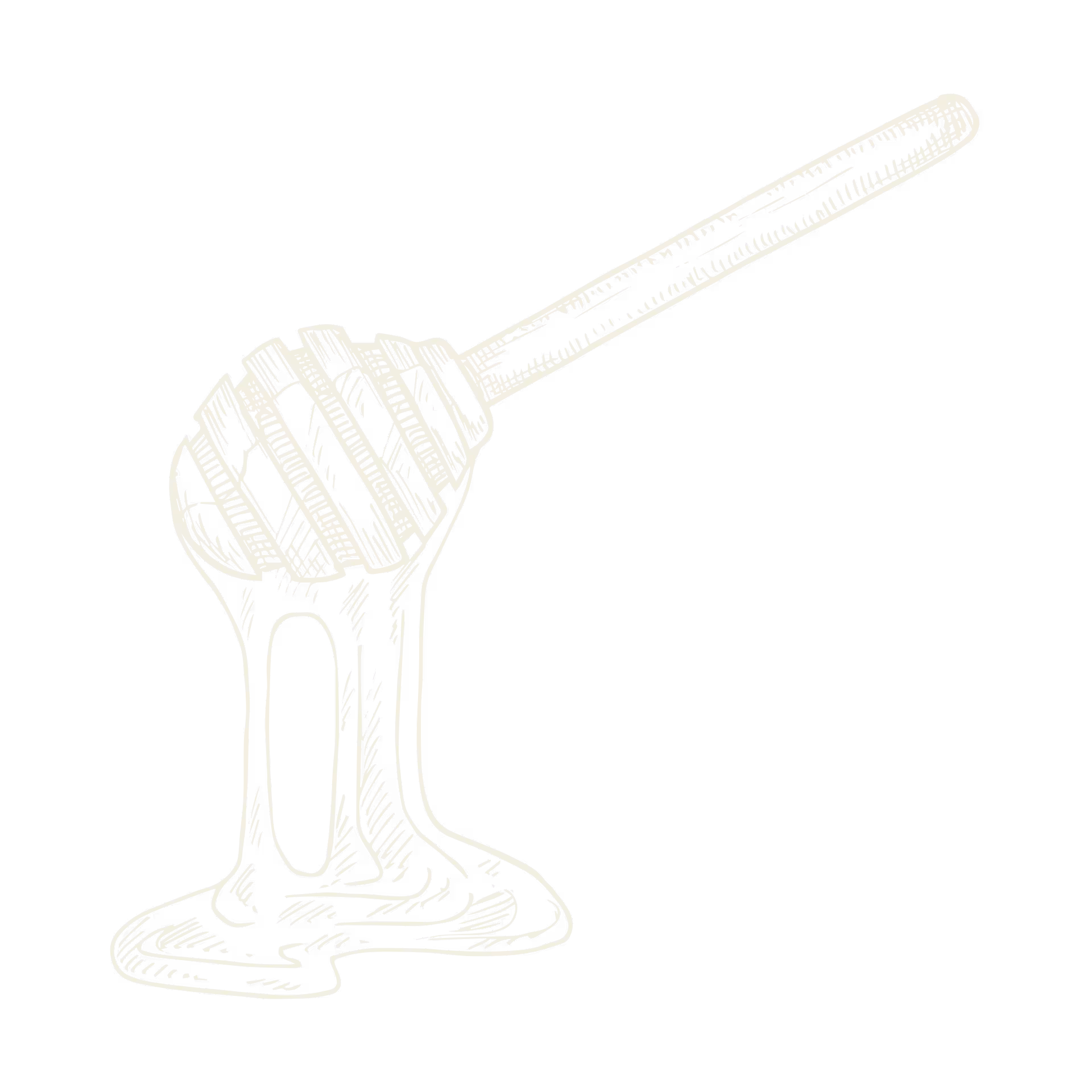 Sketch of a honey dipper dripping honey with a small pool of honey at the bottom.